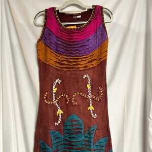 Red and Purple Sleeveless Halter Mini Dress